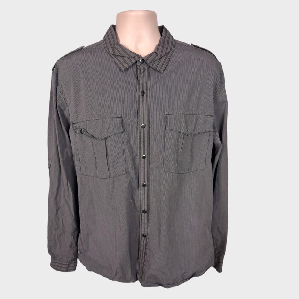 Calvin Klein Jeans XL 100% Cotton Striped Long Sleeve Button Front Shirt